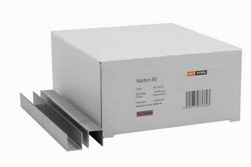 UnitSteel Heftklammern - Beinlänge 14mm, 10.000 stück, Type 80, Verzinkt, für das Folienbefestigung, Innenausstattung und Möbelindustrie von UnitSteel