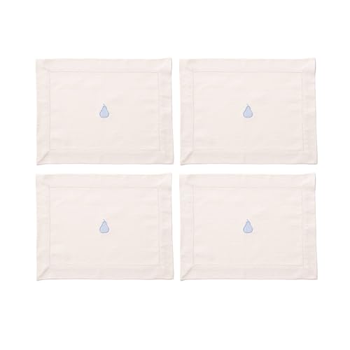 Benetton Set mit 4 Tischsets, 45 x 35 cm, 180 g/m², aus Baumwolle, cremefarben, mit blauer Birne von United Colors of Benetton