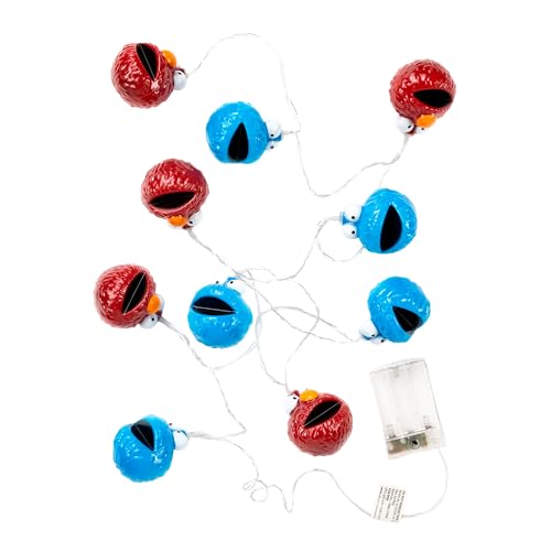 United Labels Sesamstraße Krümelmonster & Elmo Lichterkette 2 m 10 LEDs, warmweiß, innen, batteriebetrieben, USB-C Anschluss, LED Lichterkette innen für Wohnzimmer und Kinderzimmer von United Labels