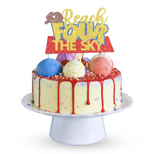 Reach Four the Sky Tortenaufsatz & passende Kuchenspieße – Spielzeug-inspirierte Cartoon-Dekoration zum 4. Geburtstag, Party-Dekoration für Jungen und Mädchen Reach Four the Sky Tortenaufsatz & passende Kuchenspieße – Spielzeug-inspirierte Cartoon-Dekoration zum 4. Geburtstag, Party-Dekoration für Jungen und Mädchen von United Unicorns