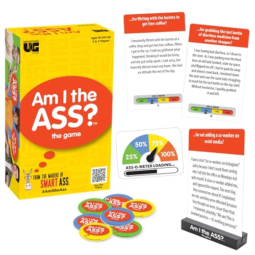 Am I The A**?, Partyspiel für Erwachsene, das ein Verhalten aufruft und Gespräche auslöst, ideal für Weihnachtsfeiern und Geschenke, Spielabende, 250 Karten basierend auf realen Szenarien, siehe wie von University Games