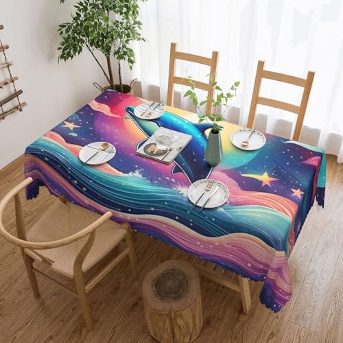 Unkhtt Bunte Tischdecke, Motiv: Sternenhimmel, Ozean, Delfindruck, wasserdicht, rechteckig, 137 x 183 cm, wiederverwendbar, für Esszimmer, Hochzeit, Party Unkhtt Bunte Tischdecke, Motiv: Sternenhimmel, Ozean, Delfindruck, wasserdicht, rechteckig, 137 x 183 cm, wiederverwendbar, für Esszimmer, Hochzeit, Party von Unkhtt