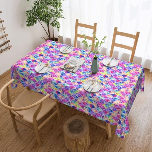 Unkhtt Tischdecke, Motiv: Meerjungfrauen-Druck, wasserdicht, rechteckig, wiederverwendbar, für Esszimmer, Hochzeit, Party, 137 x 183 cm, Regenbogenfarben Unkhtt Tischdecke, Motiv: Meerjungfrauen-Druck, wasserdicht, rechteckig, wiederverwendbar, für Esszimmer, Hochzeit, Party, 137 x 183 cm, Regenbogenfarben von Unkhtt