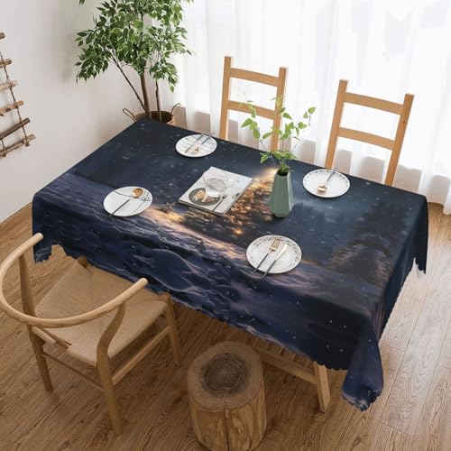 Unkhtt Tischdecke, Motiv: Weihnachtsbaum, Schnee, wasserdicht, rechteckig, 137 x 183 cm, wiederverwendbar, für Esszimmer, Hochzeit, Party Unkhtt Tischdecke, Motiv: Weihnachtsbaum, Schnee, wasserdicht, rechteckig, 137 x 183 cm, wiederverwendbar, für Esszimmer, Hochzeit, Party von Unkhtt