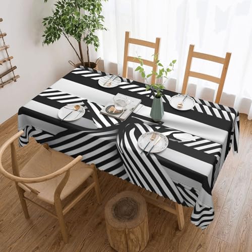 Unkhtt Tischdecke, wasserdicht, rechteckig, 137 x 183 cm, Schwarz / Weiß gestreift, wiederverwendbar, für Esszimmer, Hochzeit, Party Unkhtt Tischdecke, wasserdicht, rechteckig, 137 x 183 cm, Schwarz / Weiß gestreift, wiederverwendbar, für Esszimmer, Hochzeit, Party von Unkhtt