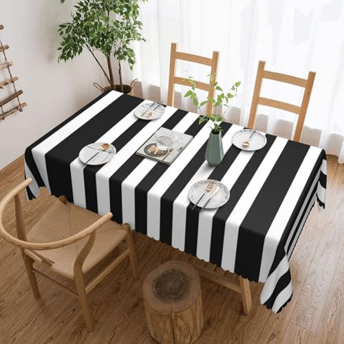 Unkhtt Tischdecke, wasserdicht, rechteckig, 137 x 183 cm, Schwarz / Weiß gestreift, wiederverwendbar, für Esszimmer, Hochzeit, Party Unkhtt Tischdecke, wasserdicht, rechteckig, 137 x 183 cm, Schwarz / Weiß gestreift, wiederverwendbar, für Esszimmer, Hochzeit, Party von Unkhtt
