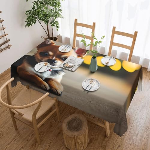 Unkhtt Tischdecke, wasserdicht, rechteckig, Motiv: Chihuahua-Hund, 137 x 183 cm, wiederverwendbar, für Esszimmer, Hochzeit, Party Unkhtt Tischdecke, wasserdicht, rechteckig, Motiv: Chihuahua-Hund, 137 x 183 cm, wiederverwendbar, für Esszimmer, Hochzeit, Party von Unkhtt