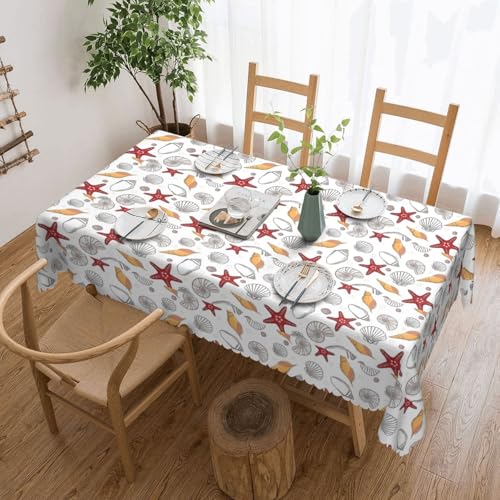 Unkhtt Tischdecke, wasserdicht, rechteckig, Motiv: Muschel, Seesternmuster, 137 x 183 cm, wiederverwendbar, für Esszimmer, Hochzeit, Party Unkhtt Tischdecke, wasserdicht, rechteckig, Motiv: Muschel, Seesternmuster, 137 x 183 cm, wiederverwendbar, für Esszimmer, Hochzeit, Party von Unkhtt