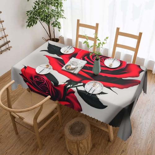Unkhtt Tischdecke, wasserdicht, rechteckig, Motiv: Rote Rosen, wiederverwendbar, für Esszimmer, Hochzeit, Party, 137 x 183 cm Unkhtt Tischdecke, wasserdicht, rechteckig, Motiv: Rote Rosen, wiederverwendbar, für Esszimmer, Hochzeit, Party, 137 x 183 cm von Unkhtt