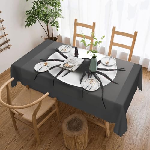 Unkhtt Tischdecke, wasserdicht, rechteckig, Motiv: Spinne, wiederverwendbar, für Esszimmer, Hochzeit, Party, 137 x 183 cm, Schwarz von Unkhtt