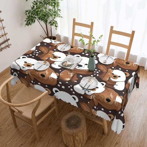 Unkhtt Tischdecke, wasserdicht, rechteckig, Motiv: Weißer Bär, Braun, 137 x 183 cm, wiederverwendbar, für Esszimmer, Hochzeit, Party von Unkhtt