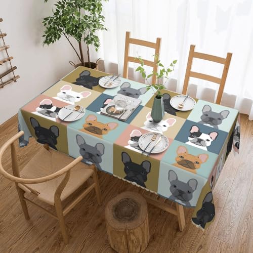 Unkhtt Tischdecke, wasserdicht, rechteckig, Motiv: französische Bulldogge, 137 x 183 cm, wiederverwendbar, für Esszimmer, Hochzeit, Party Unkhtt Tischdecke, wasserdicht, rechteckig, Motiv: französische Bulldogge, 137 x 183 cm, wiederverwendbar, für Esszimmer, Hochzeit, Party von Unkhtt