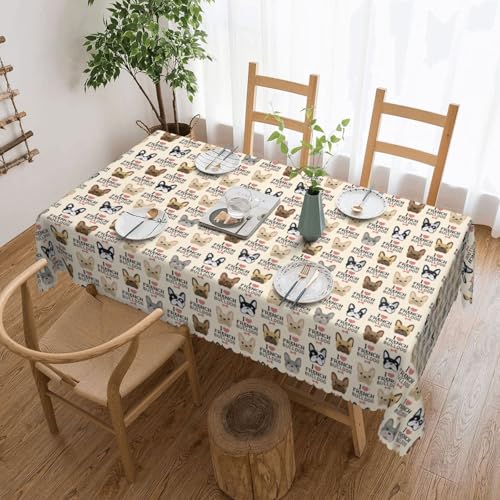 Unkhtt Tischdecke, wasserdicht, rechteckig, Motiv: französischer Hund, wiederverwendbar, für Esszimmer, Hochzeit, Party, 137 x 183 cm Unkhtt Tischdecke, wasserdicht, rechteckig, Motiv: französischer Hund, wiederverwendbar, für Esszimmer, Hochzeit, Party, 137 x 183 cm von Unkhtt