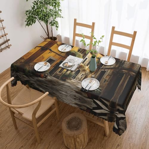 Unkhtt Tischdecke, wasserdicht, rechteckig, Motiv: italienischer alter Straßendruck, 137 x 183 cm, wiederverwendbar, für Esszimmer, Hochzeit, Party Unkhtt Tischdecke, wasserdicht, rechteckig, Motiv: italienischer alter Straßendruck, 137 x 183 cm, wiederverwendbar, für Esszimmer, Hochzeit, Party von Unkhtt