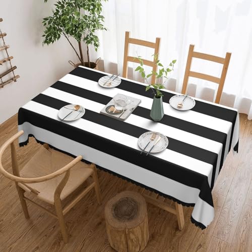 Unkhtt Tischdecke, wasserdicht, rechteckig, gestreift, wiederverwendbar, für Esszimmer, Hochzeit, Party, 137 x 183 cm, Schwarz / Weiß Unkhtt Tischdecke, wasserdicht, rechteckig, gestreift, wiederverwendbar, für Esszimmer, Hochzeit, Party, 137 x 183 cm, Schwarz / Weiß von Unkhtt