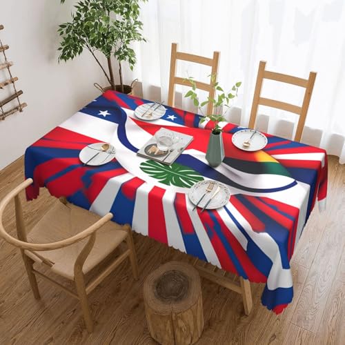 Unkhtt Tischdecke mit Costa-Rica-Flaggen-Druck, wasserdicht, rechteckig, 137 x 183 cm, wiederverwendbar, Tischdecke, für Esszimmer, Hochzeit, Party von Unkhtt