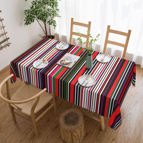Unkhtt Tischdecke mit farbigen Streifen, vertikaler Druck, wasserdicht, rechteckig, 137 x 183 cm, wiederverwendbar, für Esszimmer, Hochzeit, Party Unkhtt Tischdecke mit farbigen Streifen, vertikaler Druck, wasserdicht, rechteckig, 137 x 183 cm, wiederverwendbar, für Esszimmer, Hochzeit, Party von Unkhtt