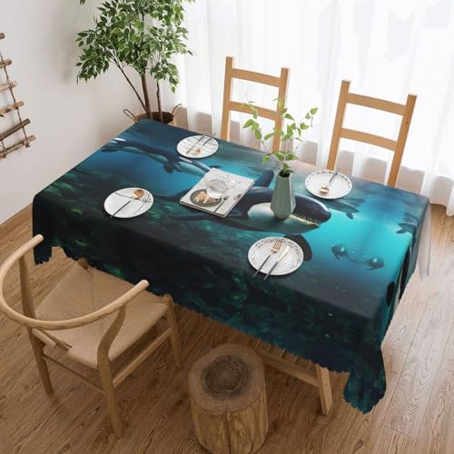 Unkhtt Wasserdichte rechteckige Tischdecke, Motiv: Killerwale mit Aufdruck, wiederverwendbar, für Esszimmer, Hochzeit, Party, 137 x 183 cm Unkhtt Wasserdichte rechteckige Tischdecke, Motiv: Killerwale mit Aufdruck, wiederverwendbar, für Esszimmer, Hochzeit, Party, 137 x 183 cm von Unkhtt
