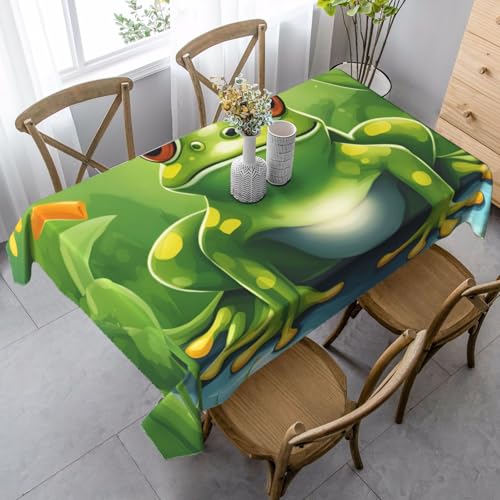 Wasserdichte Tischdecke mit Cartoon-Froschmotiv, wiederverwendbar, für Esszimmer, Party, Hochzeit, Innen- und Außenbereich von Unkhtt