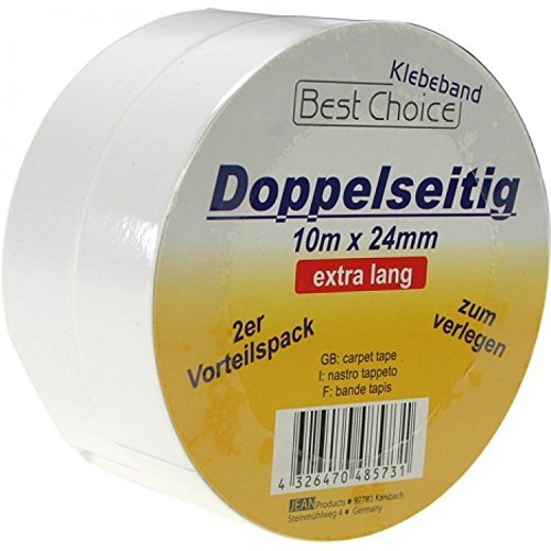 Bestchoice 48573 Doppelseitiges Klebeband, 10 m x 24 mm, Weiß, 2 Stück von Unknown
