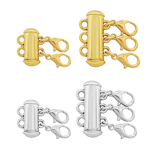 Unlorspy 4 Stück 2 Größen Halsketten-Verschlüsse, 2 Farben, Karabinerverschlüsse, mehrere Stränge, Gleitschlauch-Verschlüsse, Verbindungsstück für mehrlagige Armbänder, Halsketten von Unlorspy