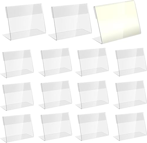 30 Stück Acryl Etikettenhalter Buffet Schilder Preisschilder Aufsteller Namensschilder Tisch Acryl Aufsteller Transparent Halter Visitenkarten-Display für büro Ladengeschäft und Supermarkt (5 x 8cm) von Unpoten