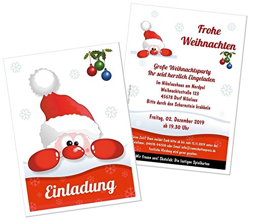 1 Einladungskarte zum Weihnachtsdinner for two, romantisch, Weihnachtsessen, Text ändern nach Wunsch, 17 x 12 cm von Unser-Festtag