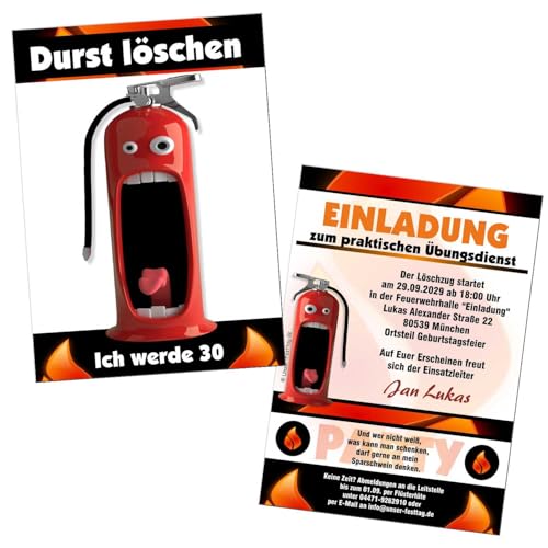 Einladungskarten löschen Löschzug für runden Geburtstag lustig - kostenloser Eindruck Ihres Textes, 10 Stück von Unser-Festtag
