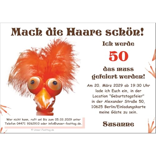 Unser-Festtag Geburtstagseinladungen für Erwachsene lustig witzig jedes Alter - Wunschtext 10 Einladungen von Unser-Festtag