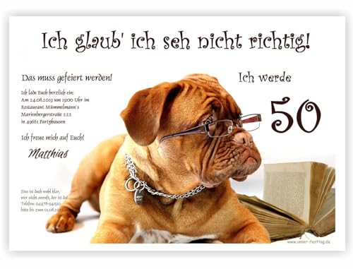 Moderne Einladungen zum Geburtstag 18 20 25 30 40 mit Spruch - cool lustig Wunschtext ändern, 17 x 12 cm - 40 Karten von Unser-Festtag