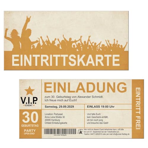 Unser-Festtag Einladungen zum 30. 40. 50. 60. oder 70. Geburtstag, VIP-Design, Digital oder Gedruckt, DIN Lang Format, Orange, Text ist anpassbar, 1-100 Stück, doppelseitig, orange Unser-Festtag Einladungen zum 30. 40. 50. 60. oder 70. Geburtstag, VIP-Design, Digital oder Gedruckt, DIN Lang Format, Orange, Text ist anpassbar, 1-100 Stück, doppelseitig, orange von Unser-Festtag