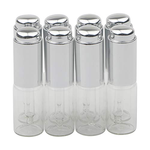 Unxuey 8-teiliges Set mit 10 ml Tropfflaschen, transparente Silber-Druckpumpe, Probefläschchen mit Spitze, Augentropfer, Reise-Parfümflaschen, Duftöl-Behälter von Unxuey