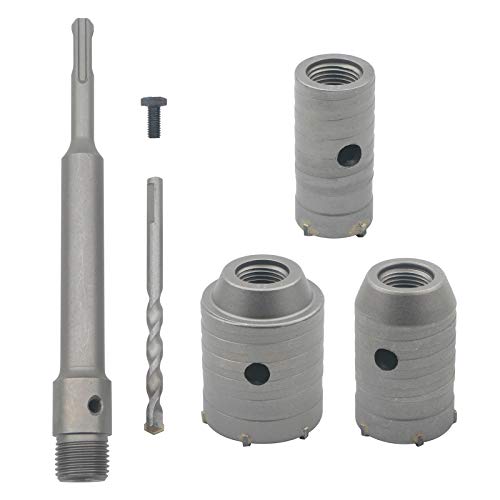 Unxuey Hartmetall Stahl Beton Zement Loch Sägebohrer Mauerstein SDS Plus Schaft 35mm / 45mm / 55mm Fräser mit 200mm Verbindungsstange für Mauerziegel Unxuey Hartmetall Stahl Beton Zement Loch Sägebohrer Mauerstein SDS Plus Schaft 35mm / 45mm / 55mm Fräser mit 200mm Verbindungsstange für Mauerziegel von Unxuey