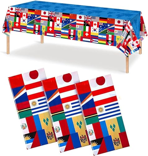 UoQo 3 Stück International Tischdecke, Einweg, Weltflagge, Sport, Feier, Dekoration, Party, Zubehör, wasserdicht, aus Kunststoff, Tischdecke UoQo 3 Stück International Tischdecke, Einweg, Weltflagge, Sport, Feier, Dekoration, Party, Zubehör, wasserdicht, aus Kunststoff, Tischdecke von UoQo
