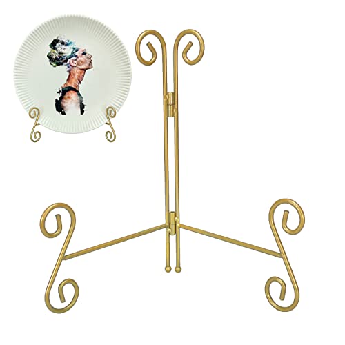 UoYeet Tellerständer, 20,3 cm, goldfarben – zusammenklappbarer Eisenplattenhalter, zusammenklappbare Staffelei für Fotos, Bilder, dekorative Kunstwerke (20,3 cm, 2 Stück) von UoYeet