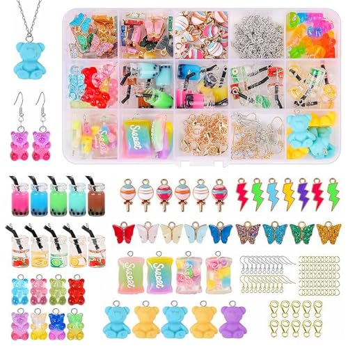 Uoliui 10mm, 180 Stück Ohrringe Selber Machen Set, Bubble Tea Schmetterling Bär, Charms Anhänger Set Schmuck Selber Machen, Armband Selber Machen für Earrings Bracelet Schlüsselanhänger Uoliui 10mm, 180 Stück Ohrringe Selber Machen Set, Bubble Tea Schmetterling Bär, Charms Anhänger Set Schmuck Selber Machen, Armband Selber Machen für Earrings Bracelet Schlüsselanhänger von Uoliui