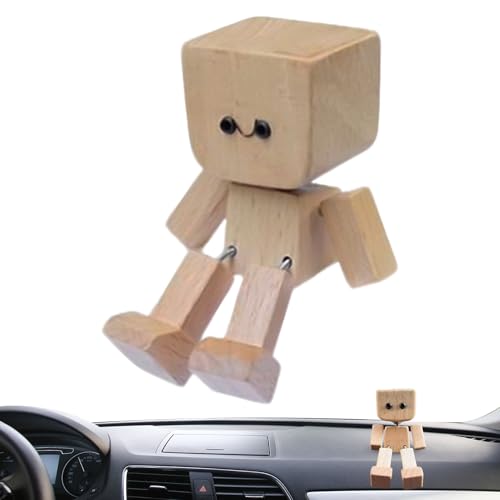 Auto-Armaturenbrett-Dekoration, schüttelnde Holzfigur, 8 x 4 cm, bewegliches Gelenk, magnetisch, Auto-Ornament für Van, LKW, tägliches Pendeln, Roadtrip, Urlaub, Camping und Reisen im Freien von Uonguon