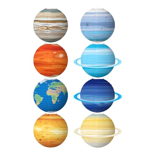 Solare Papierlaternen 8-teilig - Planetensystem Deko 30 Zentimeter,Farbige Laterne für Schule Wissenschaft Klassenzimmer Zimmergeburtstag von Uonguon