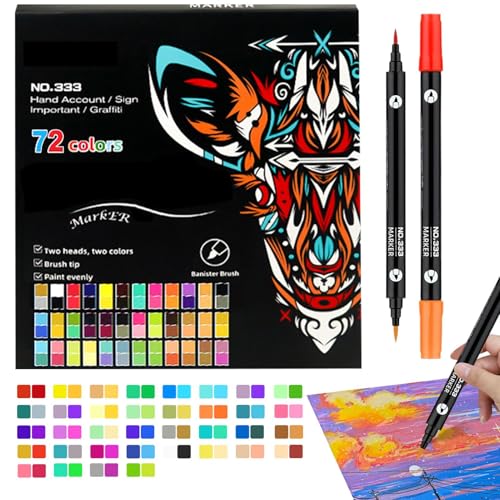 Uonguon Acrylmarker, 36 x Acrylfarben-Marker Set, 6,5 x 0,39 Zoll Doppelkopf-Malpinsel, Permanente Tinte Bastelbedarf für Leinwand, Stoff, Glas, Keramik und Schulprojekte Uonguon Acrylmarker, 36 x Acrylfarben-Marker Set, 6,5 x 0,39 Zoll Doppelkopf-Malpinsel, Permanente Tinte Bastelbedarf für Leinwand, Stoff, Glas, Keramik und Schulprojekte von Uonguon