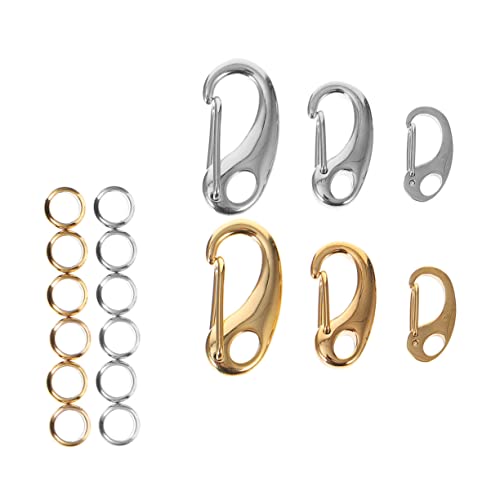 1 Satz Stainless Steel Lobster Clasps Teiliges Zubehör für Diy Schlüsselanhänger und Schmuckherstellung Goldene und Silberne Karabiner mit Schlüsselringen für Projekte von Uonlytech