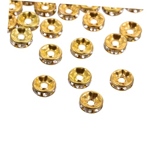 100 Stück Diy Spacer Perlen Runde Strass Inlay Metallperlen für Schmuckherstellung Goldene Bastelperlen für Armbänder und Bastelbedarf von Uonlytech