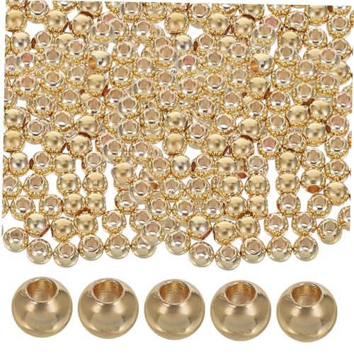 100 Stück Runde Abstandsperlen: Runde Abstandsperlen Aus Kupfer Und Gold Zur Schmuckherstellung – Diy-zubehör Für Armbänder, Halsketten, Anhänger, Bastelarbeiten Für Frauen von Uonlytech