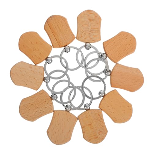 10Stücke Blanko Holz Schlüsselanhänger Schildform Robuste DIY Rohlinge zum Gravieren für Bastelbedarf und Persönliche Dekorationen von Uonlytech