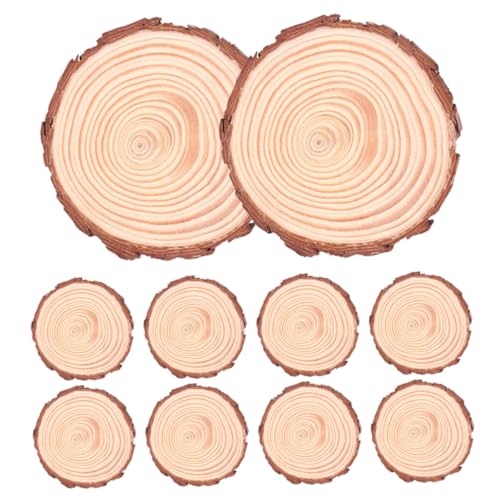 12 Stück Runde Holzscheiben Unbehandelt für DIY Bastelprojekte Natürliche Holzuntersetzer mit Rinde für Tischdeko und Bastelarbeiten von Uonlytech