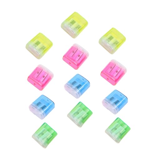 12Stücke Bleistiftspitzer Dual Hole für Handlicher Schärfer für Schule und Schreibwaren mit Behälter und Einfachem Entleeren von Uonlytech