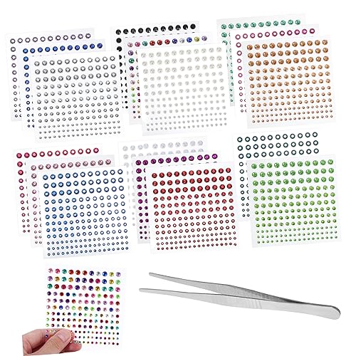 17Blätter Strassaufkleber Selbstklebende Edelsteinaufkleber mit Pinzette für DIY Projekte Vielseitige Verwendung für Handys Laptops und Bastelarbeiten Glänzende Farben von Uonlytech