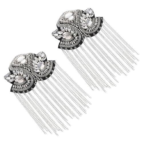 1Paar Retro Punk Epauletten Silber mit Fransen Vintage Schulterabzeichen für Anzüge und Besondere Anlässe Einfach von Uonlytech