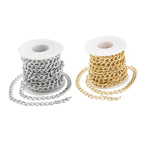 2 Sätze Aluminium Kette Für Diy Schmuckherstellung Handgefertigte Gliederkette Für Armbänder Und Langlebig Und Leicht Zu Verarbeiten 2 Rollen * 2 von Uonlytech