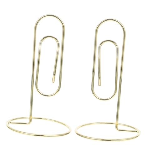 2 Stück Goldene Metall Kartenhalter Multifunktionale Memo Clips für Schreibtisch Platzkarten Fotos und Notizen Robuste und Elegante Dokumentenständer von Uonlytech