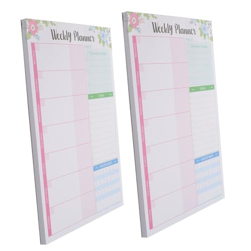 2 Stück Notizbuch wöchentlich Zeitplan Kalender Task -Notebook Notizblöcke für die Arbeit Arbeitsheft Notizblock-Planer einkaufsliste notizblöcke Wochenplan Notizblock Papier von Uonlytech